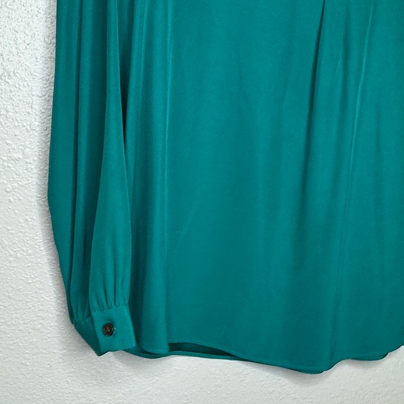 Lafayette 148‎ New York Turquoise 100% Silk Blouse - Picture 6 of 13